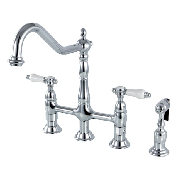 KS1271BPLBS Bel-Air Bridge Kitchen Faucet W/ Brass Sprayer, Chrome